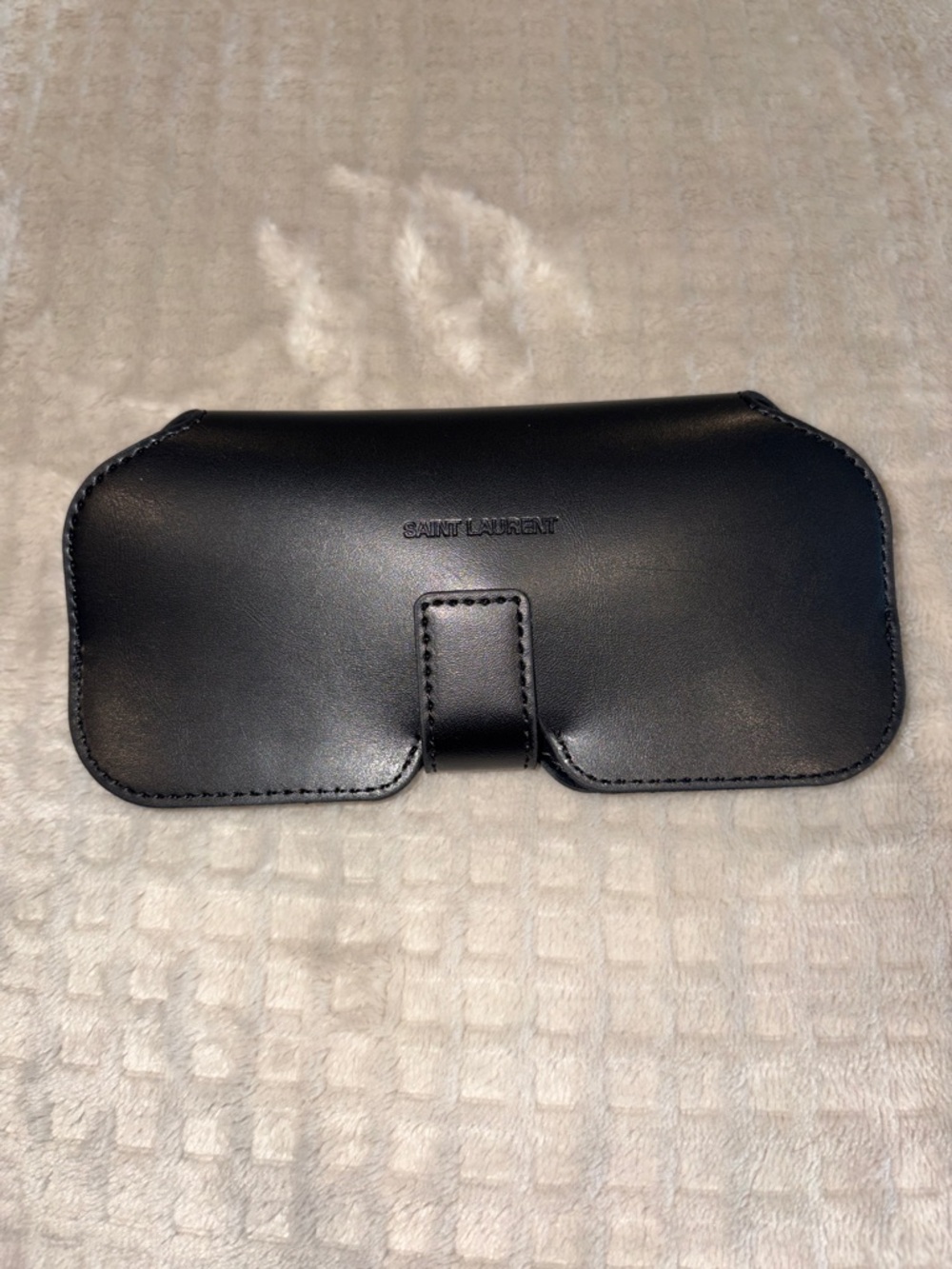 Saint Laurent Black Leather Eyewear Case with Tab Closure